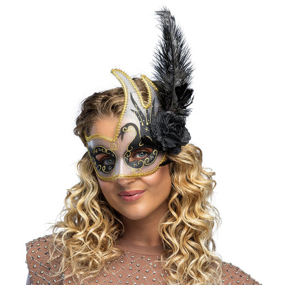Masque de Carnaval Vénitien avec Plumes Luxe - 5 Coloris