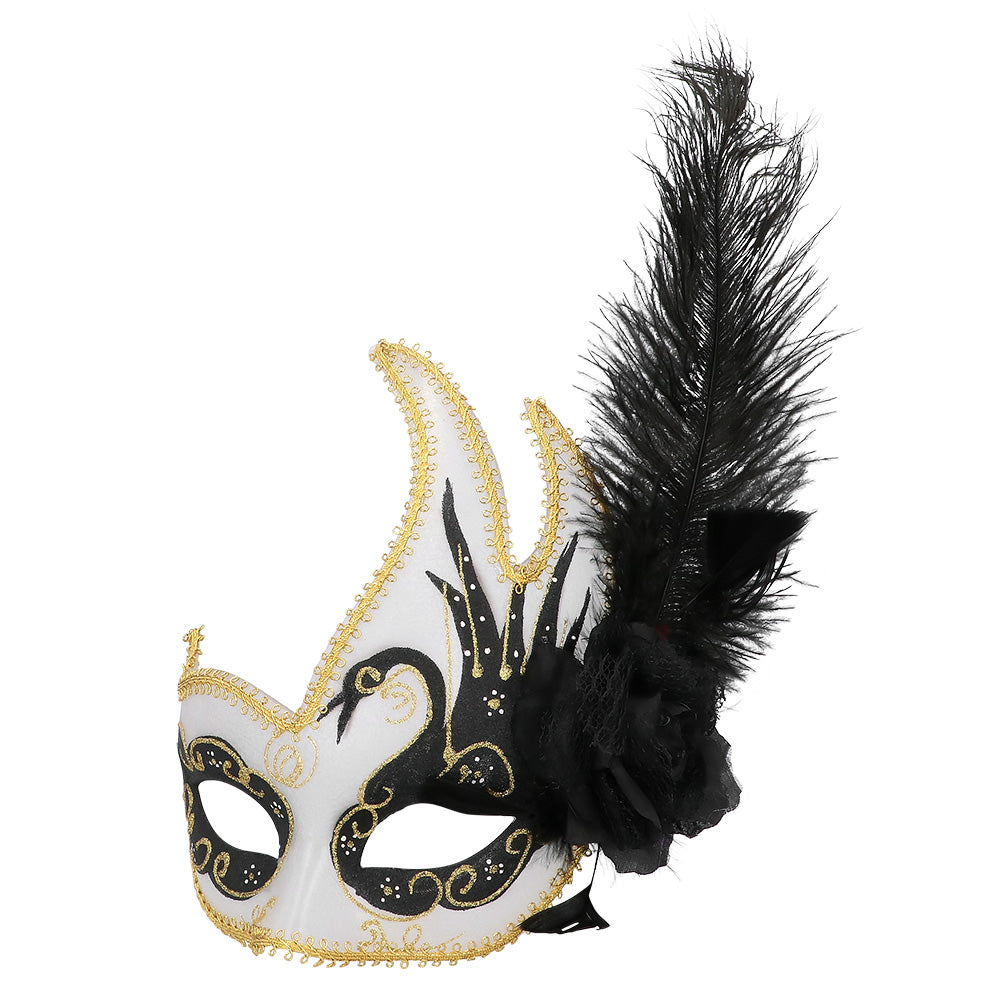 Masque de Carnaval Vénitien avec Plumes Luxe - 5 Coloris