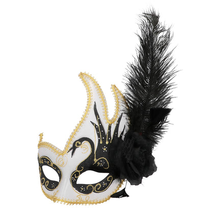 Masque de Carnaval Vénitien avec Plumes Luxe - 5 Coloris