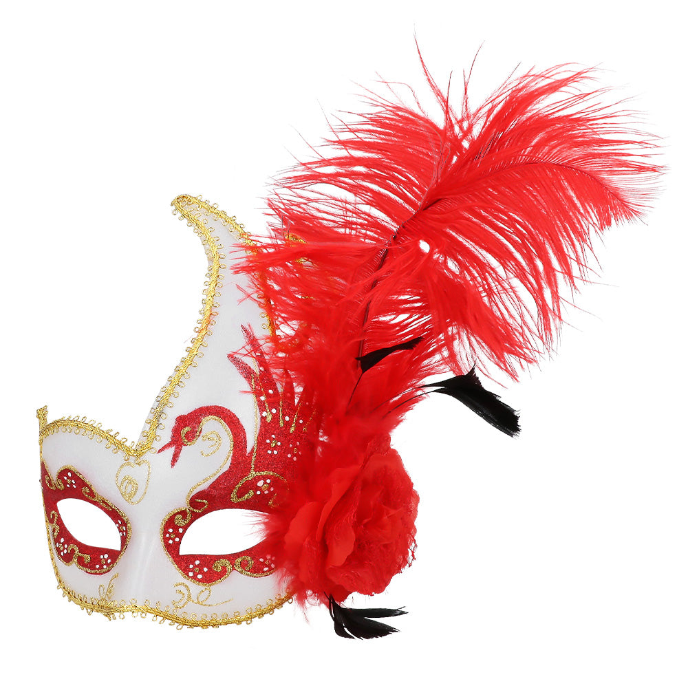 Masque de Carnaval Vénitien avec Plumes Luxe - 5 Coloris
