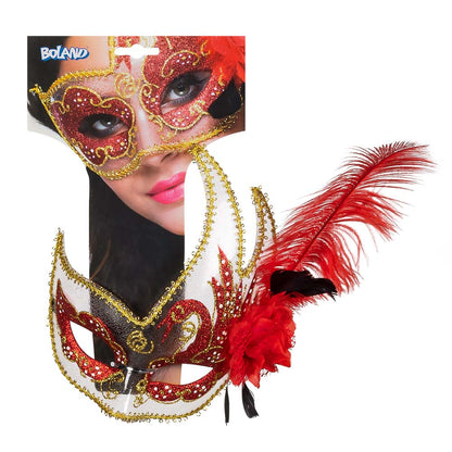 Masque de Carnaval Vénitien avec Plumes Luxe - 5 Coloris