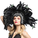 Coiffe Plumes Noires Luxe - Accessoire Cabaret Élégant