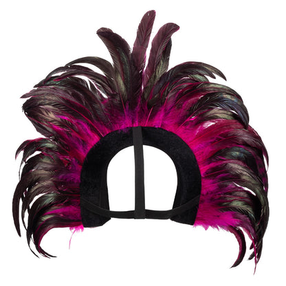 Coiffe Plumes Luxe Rose Fuchsia - Accessoire Cabaret Sequins