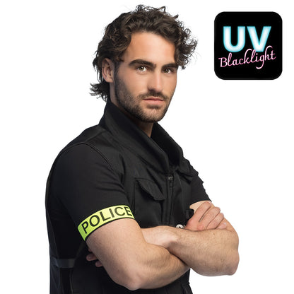 Brassard Police Fluo UV Blacklight - Accessoire Sécurité