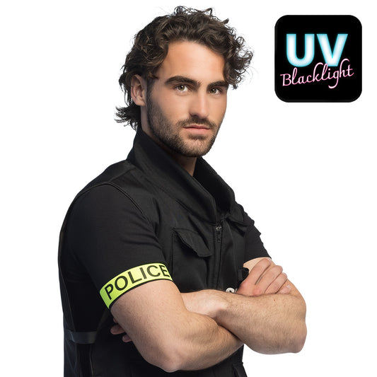 Brassard Police Fluo UV Blacklight - Accessoire Sécurité