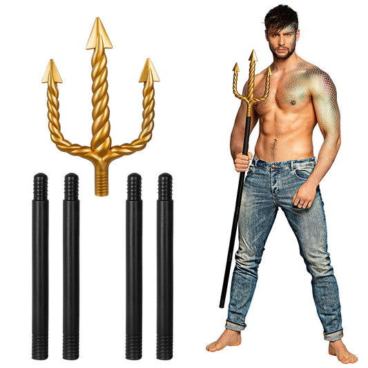 Trident Poseidon Doré 130cm - Accessoire Déguisement Dieu des Mers