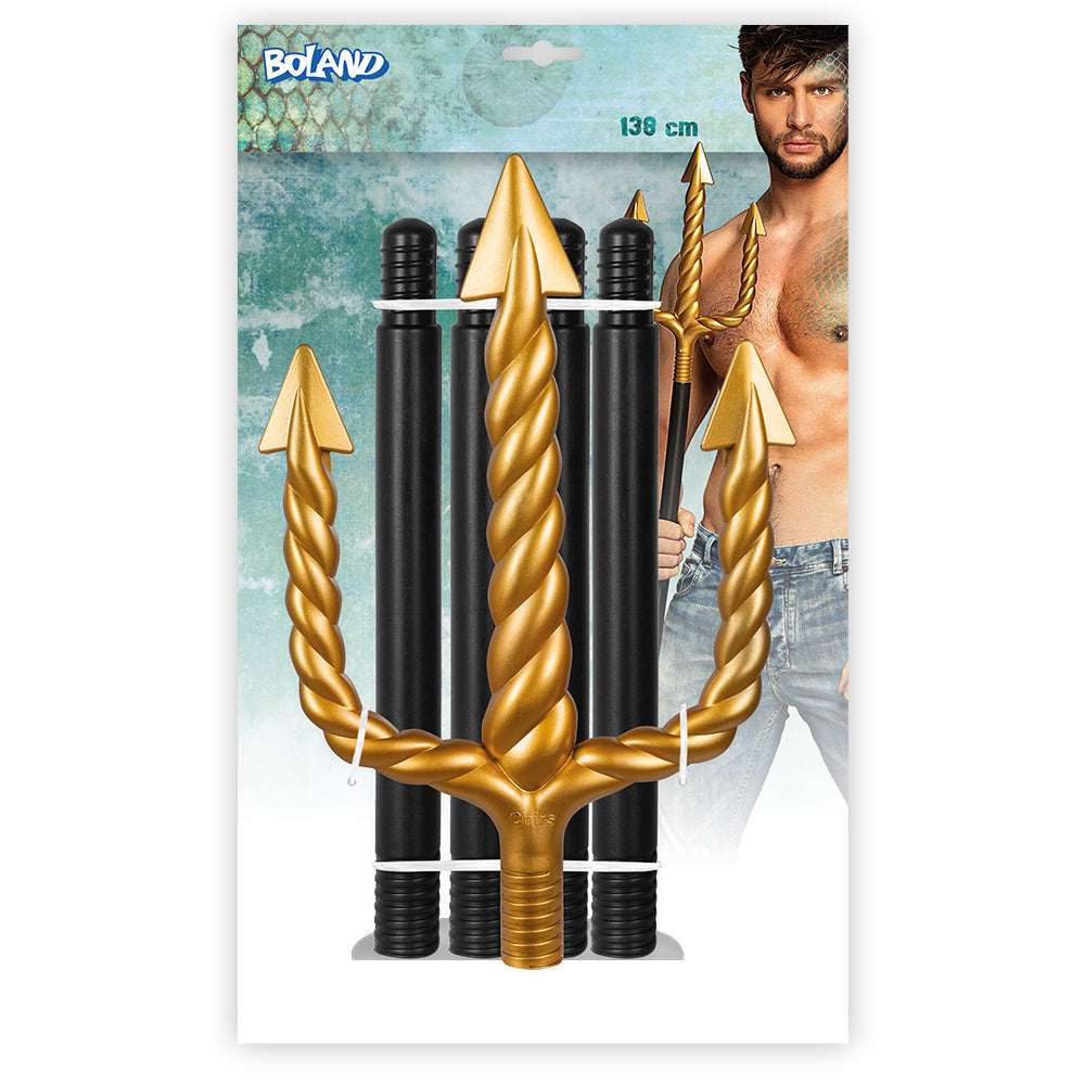 Trident Poseidon Doré 130cm - Accessoire Déguisement Dieu des Mers