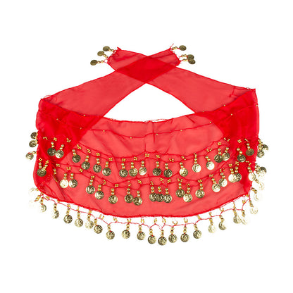 Ensemble Danse du Ventre Luxe - Bandeau, Bracelets & Hip Scarf Rouge