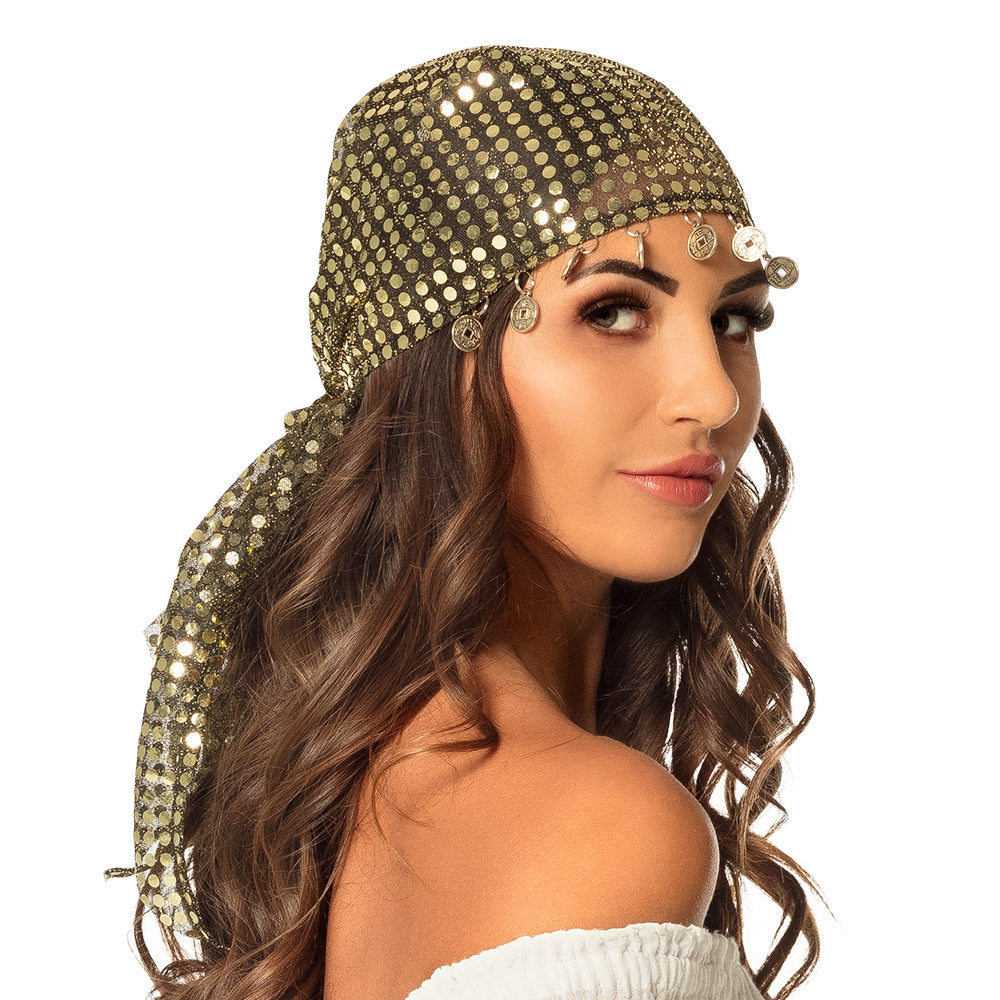 Bandeau Doré Sequins + Accessoires Danseuse Orientale