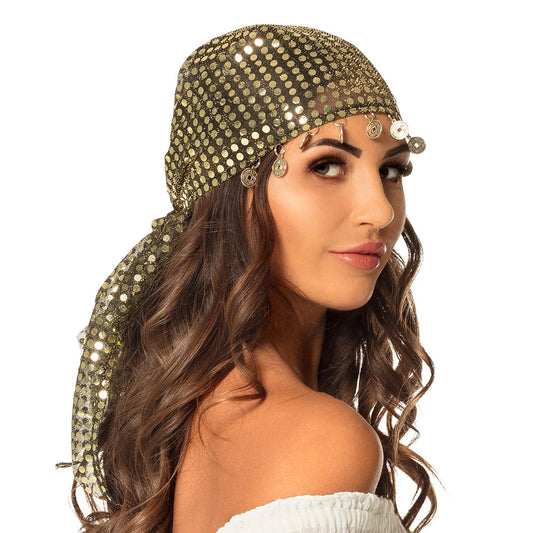 Bandeau Doré Sequins + Accessoires Danseuse Orientale