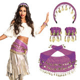 Costume Danse Orientale Adulte - Accessoires Complets Violet Or