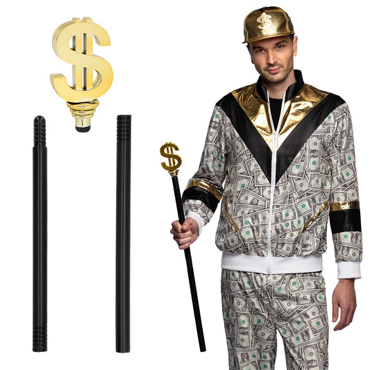 Costume Riche Dollar - Survêtement Imprimé Billets avec Accessoires