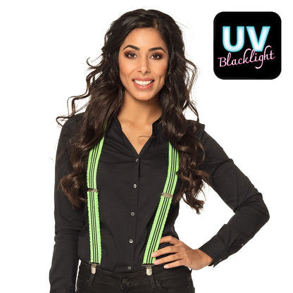 Bretelles Fluo UV Blacklight Vert Néon - Accessoire Soirée