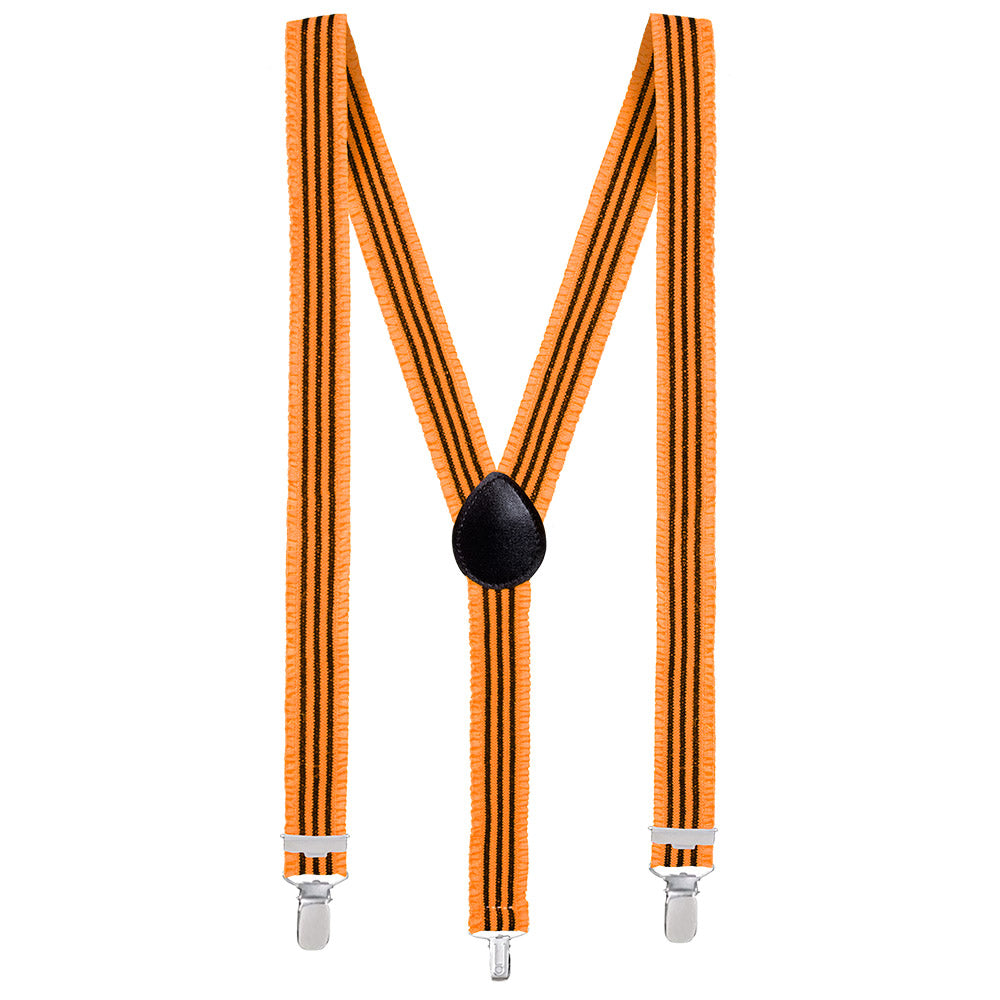 Bretelles Rayées Orange Fluo Neon | Accessoire Déguisement Années 80