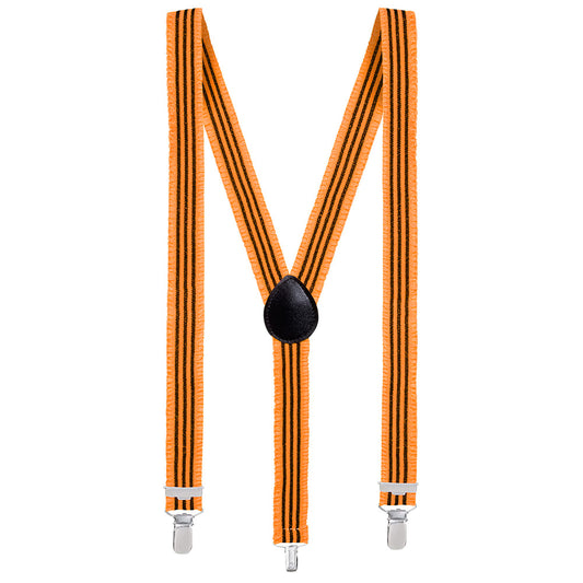 Bretelles Rayées Orange Fluo Neon | Accessoire Déguisement Années 80