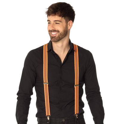 Bretelles Rayées Orange Fluo Neon | Accessoire Déguisement Années 80