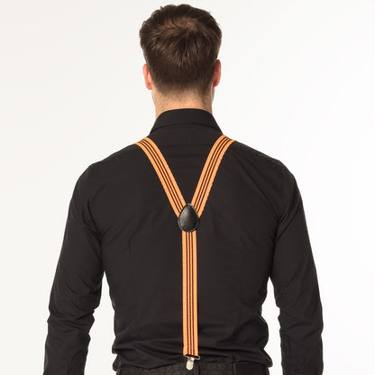 Bretelles Rayées Orange Fluo Neon | Accessoire Déguisement Années 80