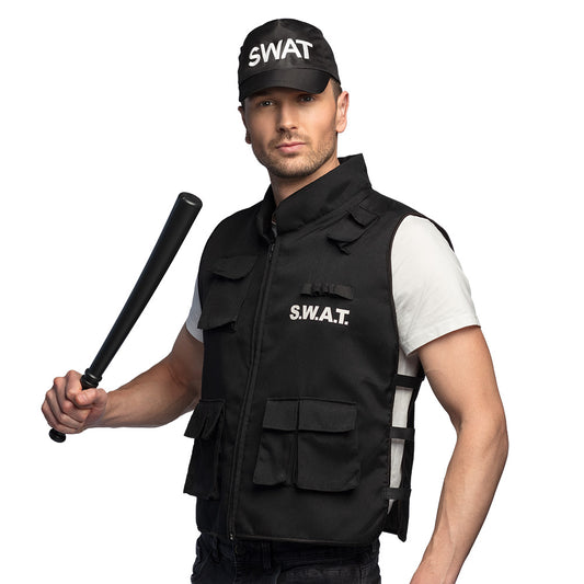 Gilet S.W.A.T. Noir | Costume Agent Tactique Adulte