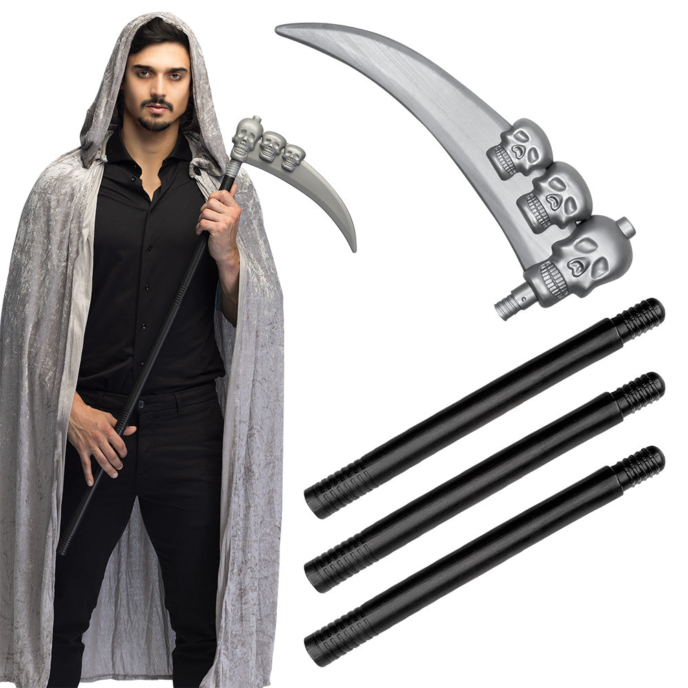 Faux Scythe avec Crânes - Accessoire Déguisement Grim Reaper