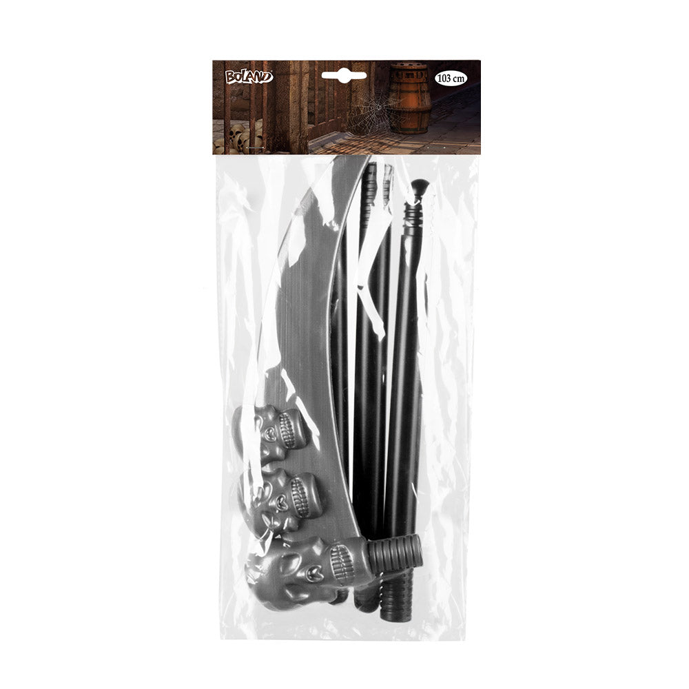 Faux Scythe avec Crânes - Accessoire Déguisement Grim Reaper