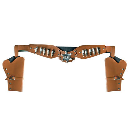Ceinture Sheriff Cowboy Cuir avec Holster Balles Dorées