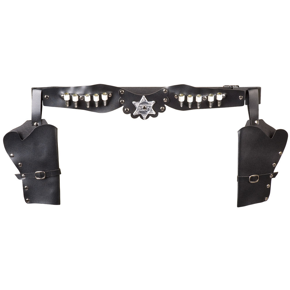 Ceinture Sheriff Cowboy Cuir avec Holster Balles Dorées