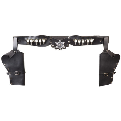 Ceinture Sheriff Cowboy Cuir avec Holster Balles Dorées