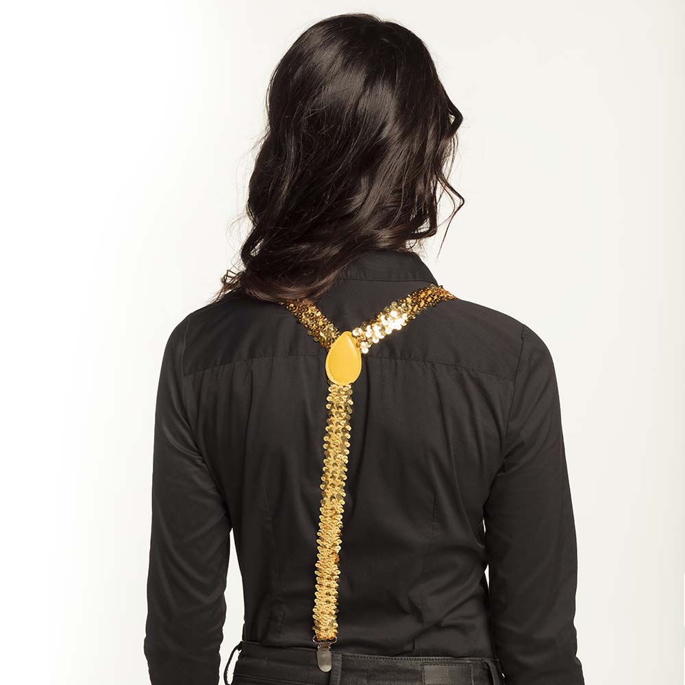 Bretelles à Paillettes Dorées avec Agrafe Métal - Accessoire