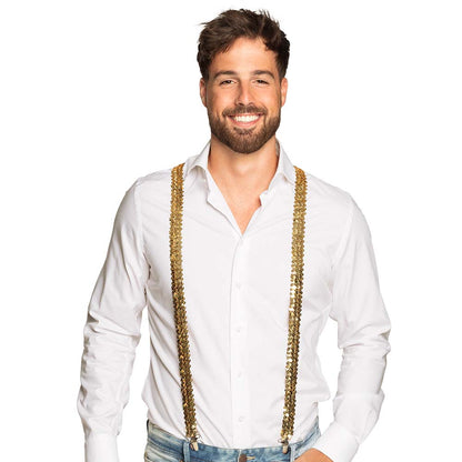Bretelles à Paillettes Dorées avec Agrafe Métal - Accessoire