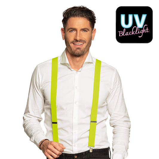 Bretelles Fluo UV Blacklight - Jaune Néon Phosphorescent