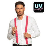 Bretelles Fluo Rose Adulte Rétro Années 80 UV Blacklight