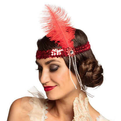 Bandeau années 20 Gatsby avec plume et sequins