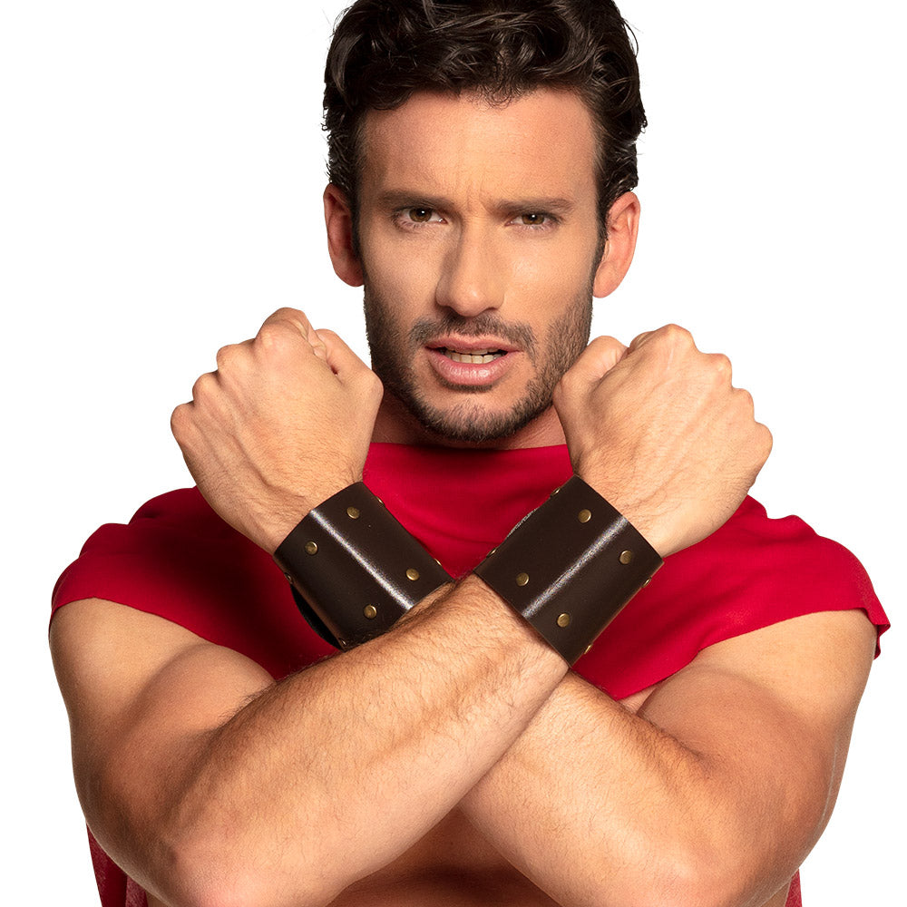 Bracelets Cuir Studs Noirs - Accessoire Guerrier Cosplay