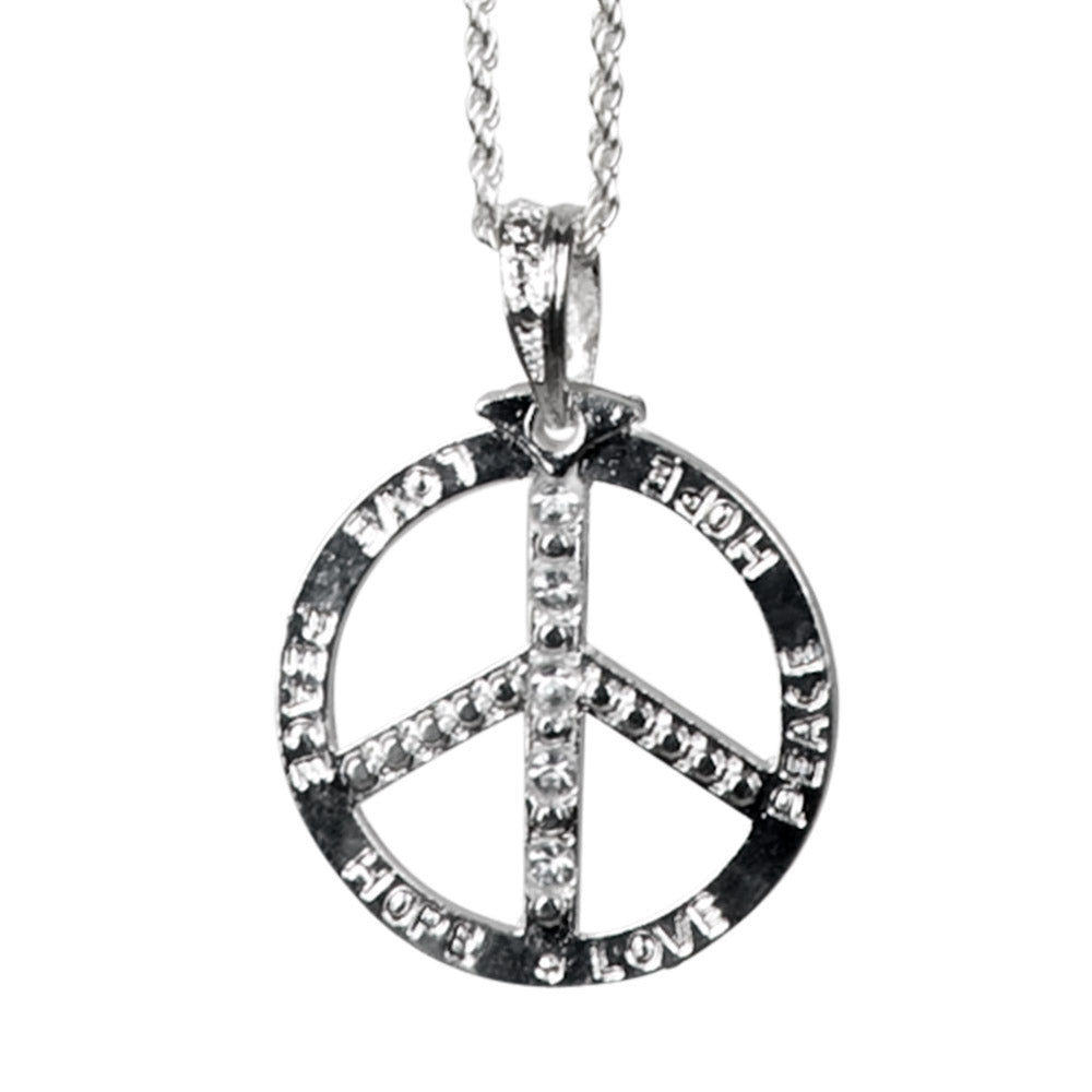 Collier Peace and Love Strass Hippie 70's