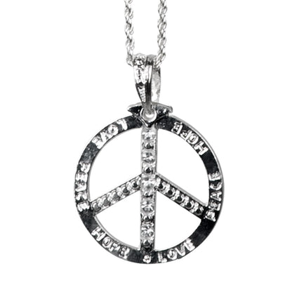 Collier Peace and Love Strass Hippie 70's