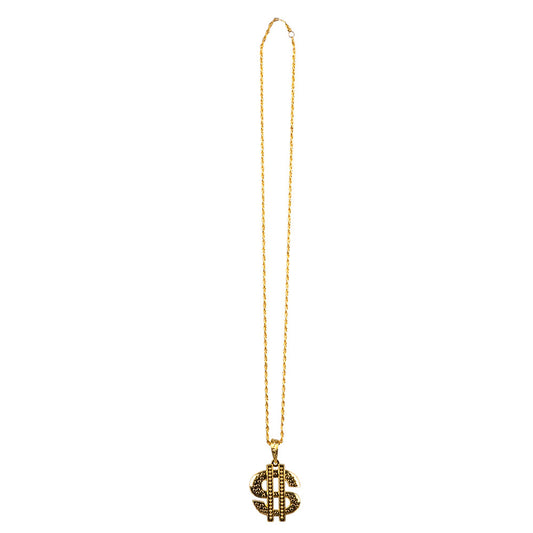 Chaîne Dollar Dorée Luxe - Accessoire Disco et Hip Hop