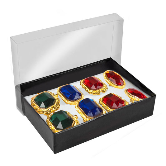 Bagues Médiévales Joyaux 8 Pièces - Or Pierres Colorées