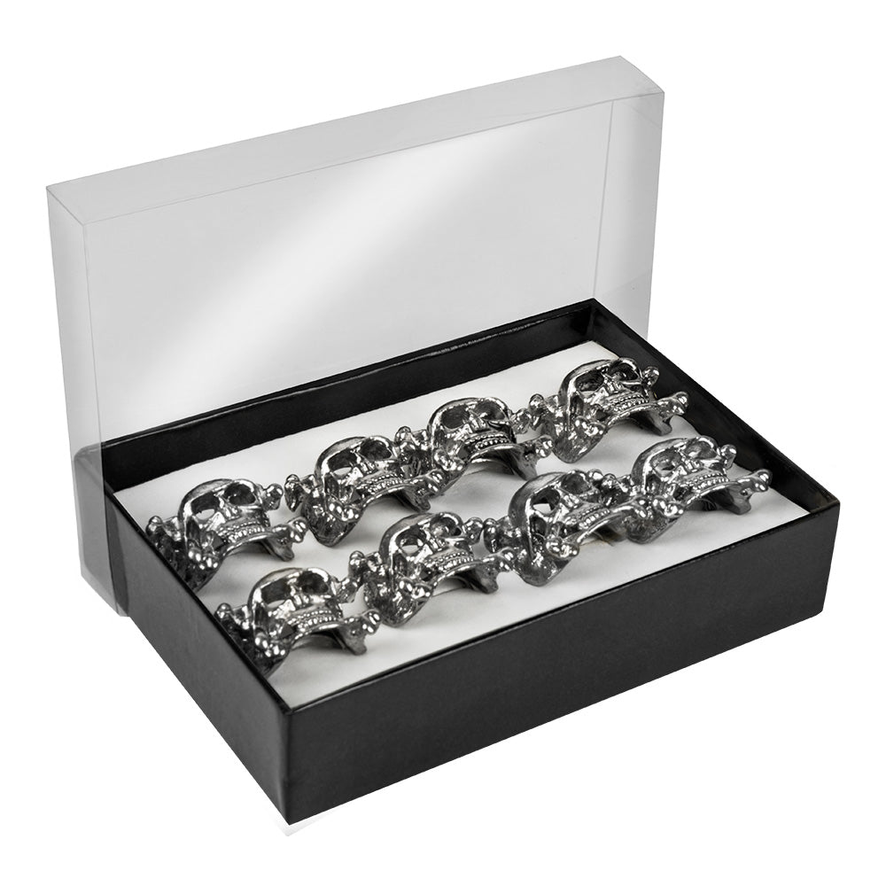 Bague Tête de Mort Gothique Argentée - Lot de 8