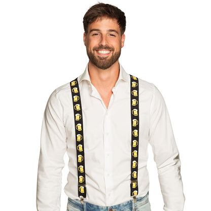 Bretelles Bière Jaune - Accessoire Fête Bavaroise Adulte