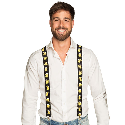 Bretelles Bière Jaune - Accessoire Fête Bavaroise Adulte