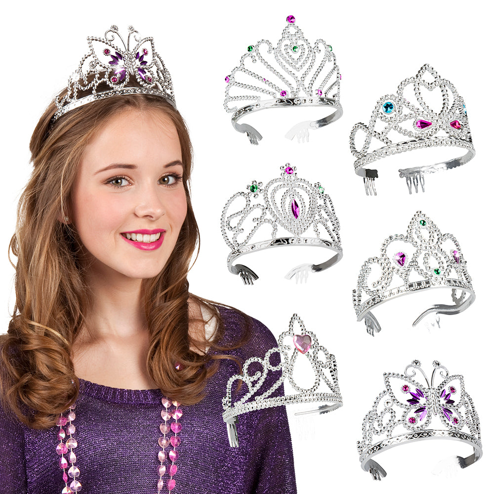 Lot 6 Tiares Princesse Brillantes Colorées - Déguisement Enfant