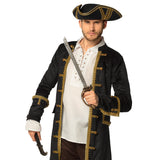 Costume Pirate Luxe Capitaine Noir et Or avec Épée