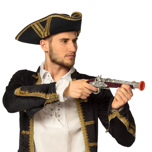 Pistolet Pirate Argent & Rouge - Accessoire Déguisement