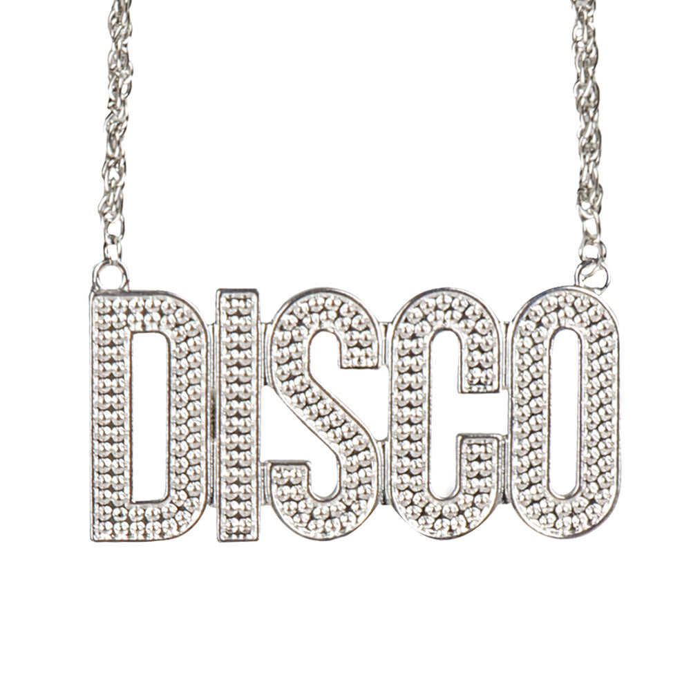 Collier DISCO Strass Argenté - Accessoire Disco Brillant