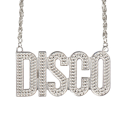 Collier DISCO Strass Argenté - Accessoire Disco Brillant