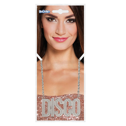Collier DISCO Strass Argenté - Accessoire Disco Brillant