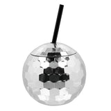 Verre Boule Disco Paillettes avec Paille - Accessoire Fête