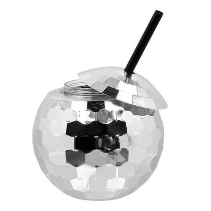 Verre Boule Disco Paillettes avec Paille - Accessoire Fête