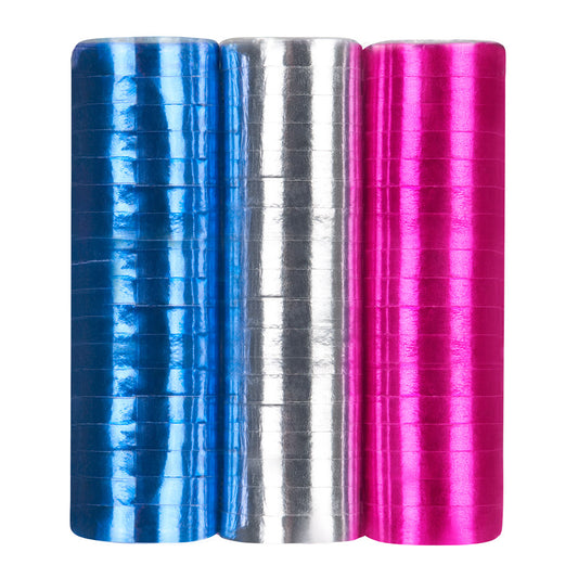 Rubans adhésifs métallisés bleu argent rose vif - Set 3 rouleaux