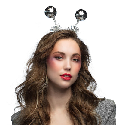 Serre-tête Disco Boules à Facettes Argentées - Accessoire Fête